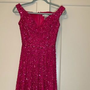 Hot Pink Sequined Cocktail Dress